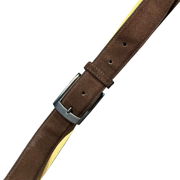 Marco Valentino Men’s Suede Leather Belt Brown 46 Genuine Leather Buckle - Picture 1 of 11